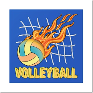 Volleyball On Fire Posters and Art